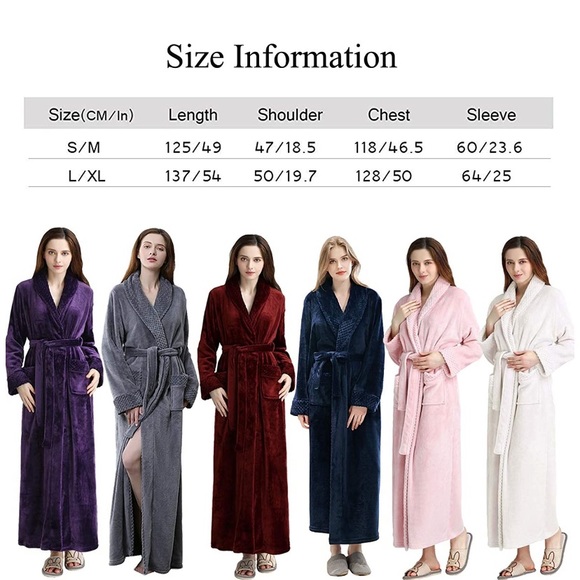 Long Bath Robe Plush Soft Fleece Bathrobes - Picture 6 of 6